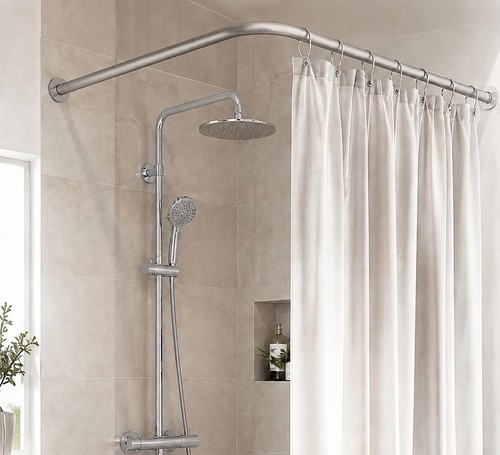 Chrome shower curtain rail - shower,
